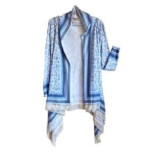 Lucky Brand Asymmetrical Open Front Cardigan Cotton Rayon blend Sz S